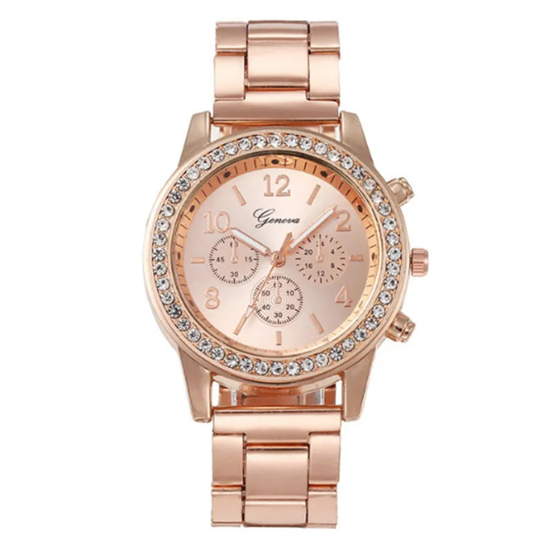 Womens Watches 5Pcs Set Luxury Rhinestone Women Fashion Elegant Wristwatch Quartz Watch For Girl WristWatch Bracelet Gift