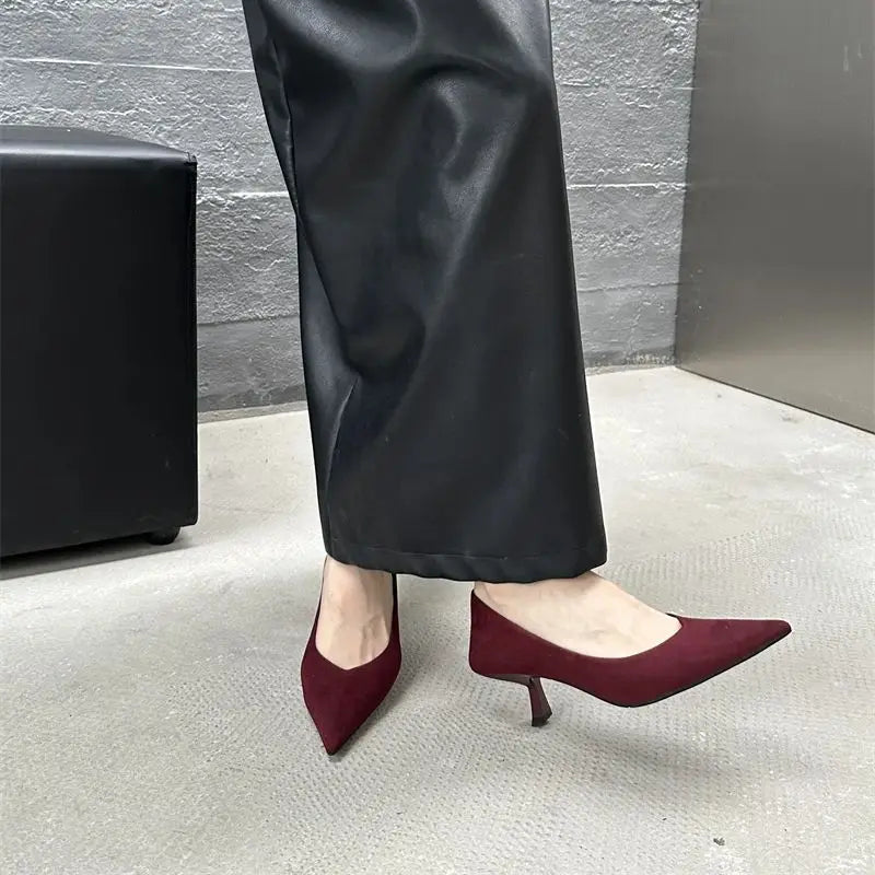 2024 Autumn Pointed Toe Women Sexy Shallow Slip On Pumps Shoes Fashion Thin High Heel Ladies Elegant Dress Shoes Mujer