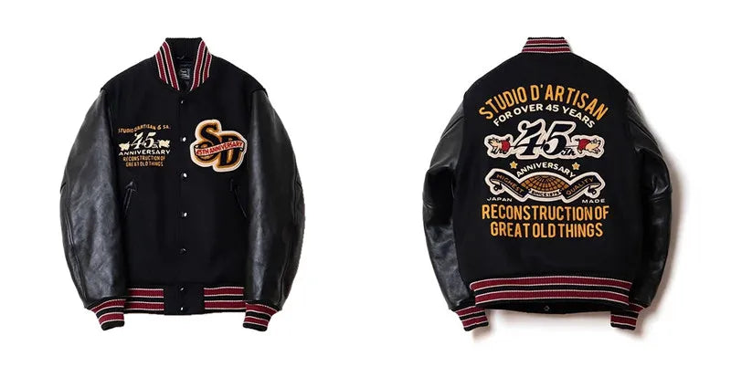 Embroidery Varsity Jacket Men PU Leather Sleeves Oversized Bomber Jackets Women Baseball Coats Streetwear Men Clothing