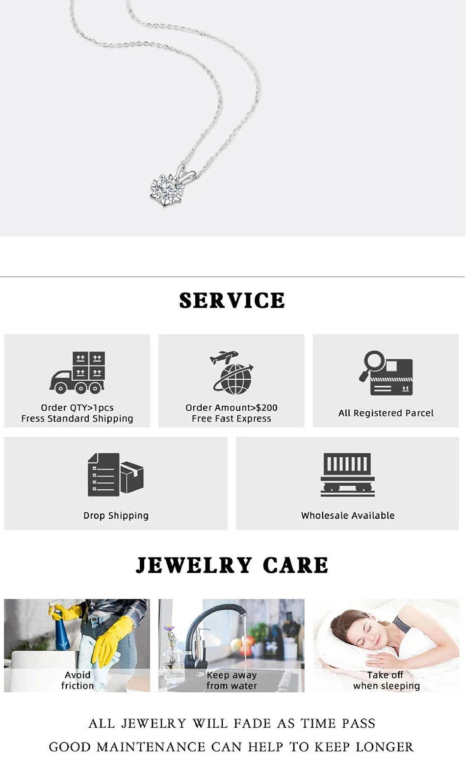 1-3CT Moissanite Women's Necklace S925 Pure Silver Snowflake Simulation Diamond Pendant Wedding High-end Jewelry