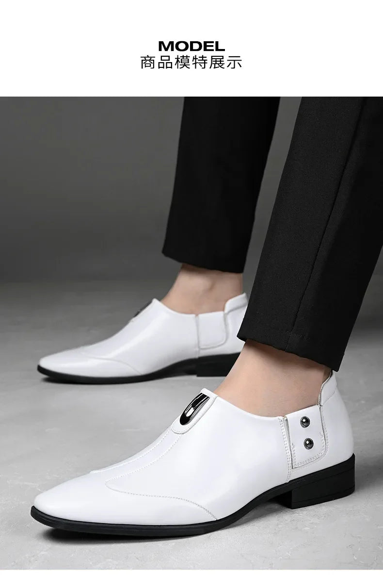 Patent Leather Casual Business Shoes for Men Solid Color Fashion Leather Shoes Male Spring Autumn New Designer Brogue Shoe Man