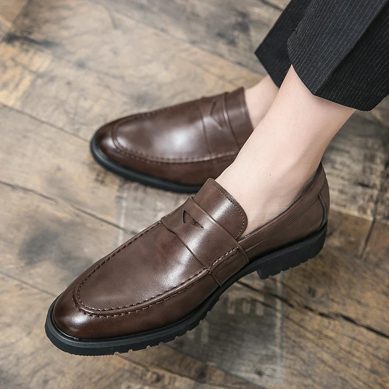 Mens Casual Leather Breathable Business Designer Brand Office Loafers Formal Classic Smile Footwear Dress Shoes for Men Flats 48