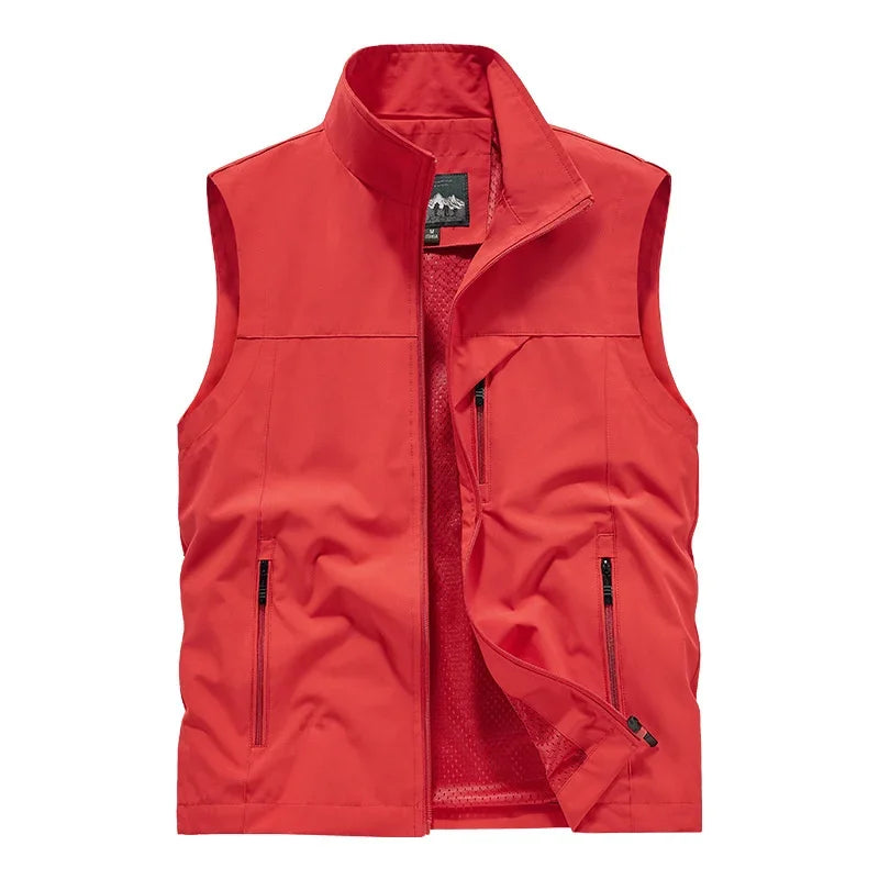 2025 New Fashion Men's Vest Windproof Solid Sleeveless Jacket Motorcycle Ourdoor Waterproof Biker Vest for Men Clothing