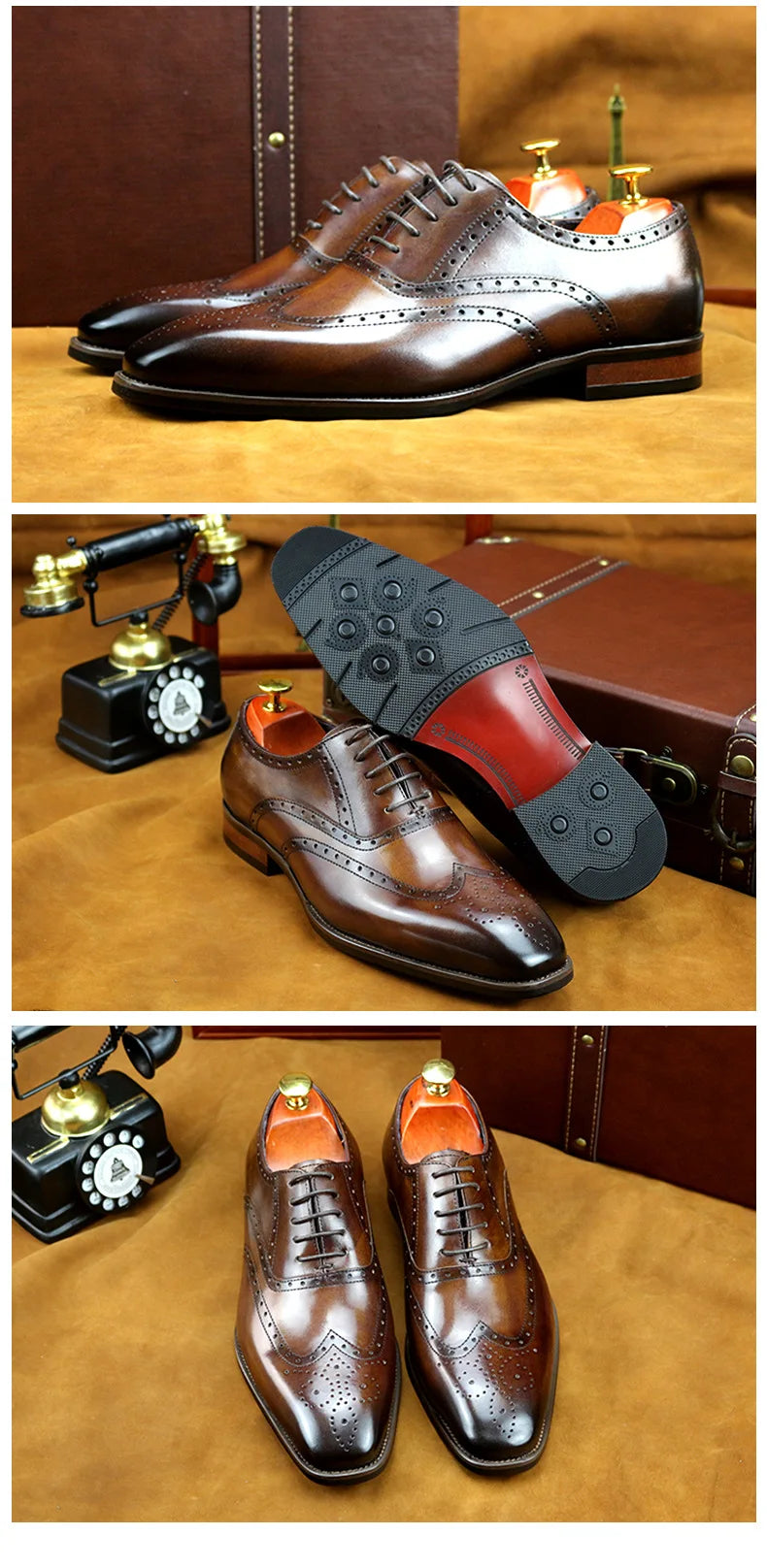 New  Genuine Leather Shoes Men Business Dress Formal Shoe British Carved Cowhide Top Layer Leather Shoes