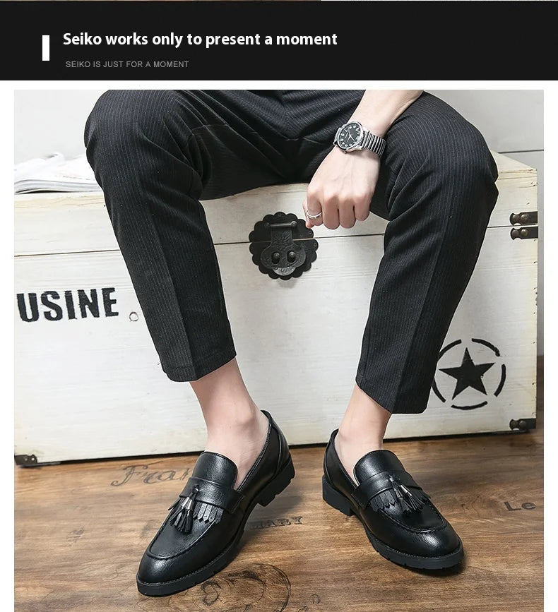 Tassel vamp loafers all match youth suit beamers men Korean version of British men's shoes best man shoes fashion
