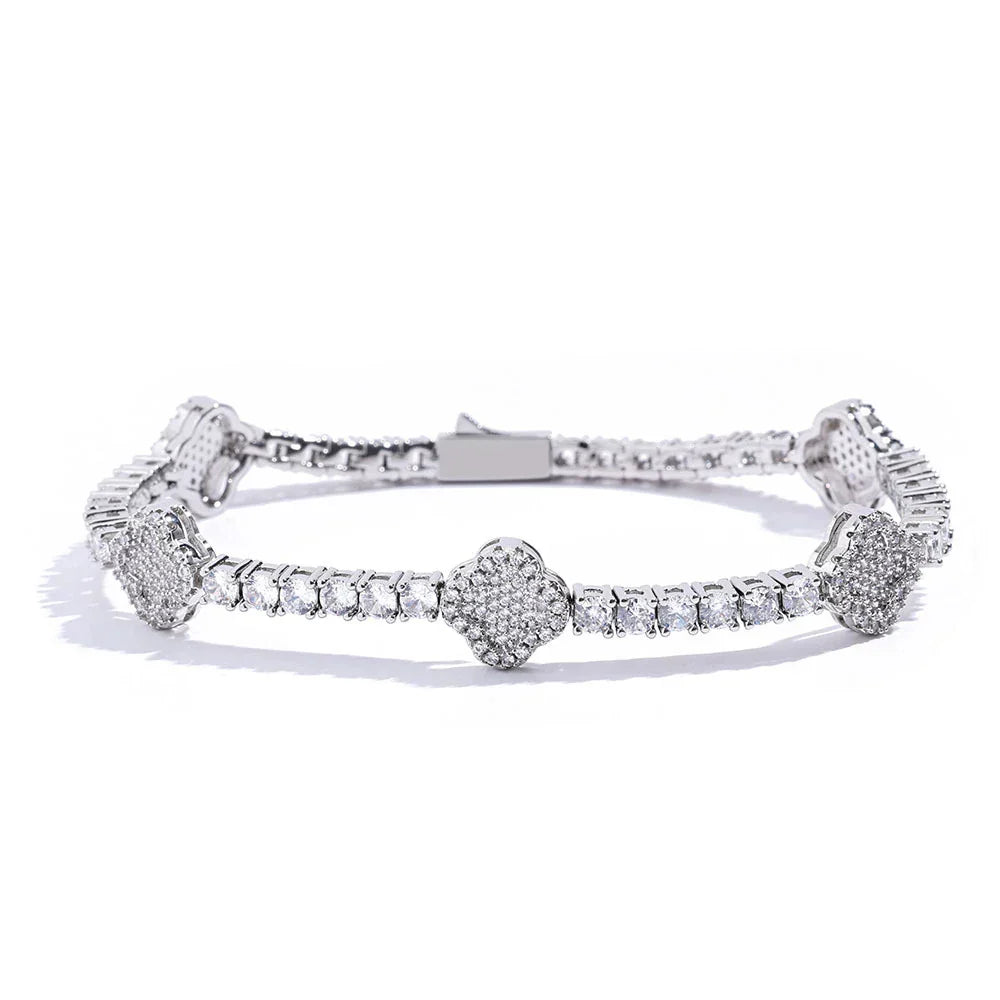 D VVS1 Moissanite Tennis Bracelet Four Leaf Clover s925 Sterling Silver Plated 18k with GRA Wedding Bracelets for Women