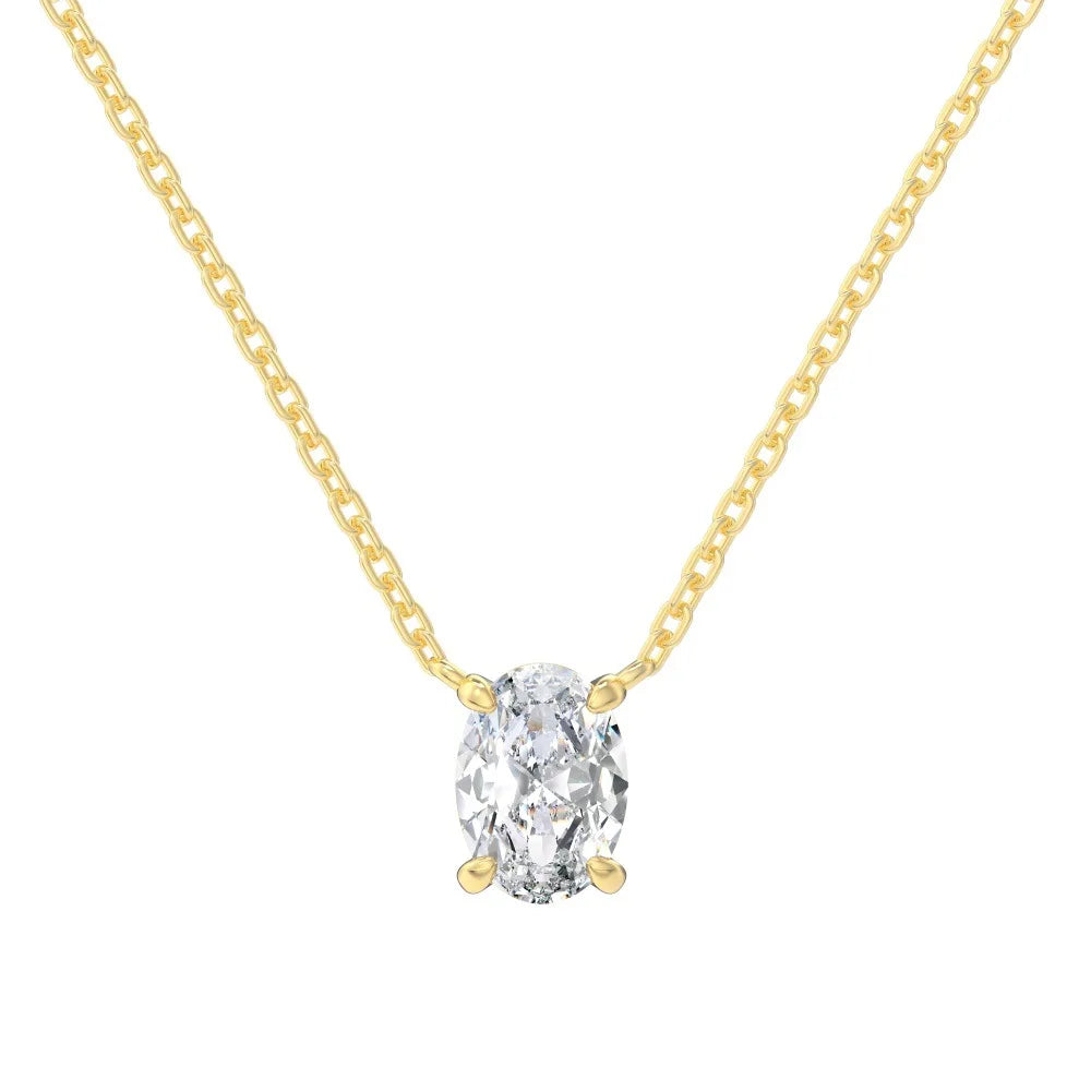 1/2/3carat Solitaire Oval Cut Moissanite Diamond Pendant for Women 18kYellow/Rose Gold Plated S925 Silver Minimalist Neck Chain