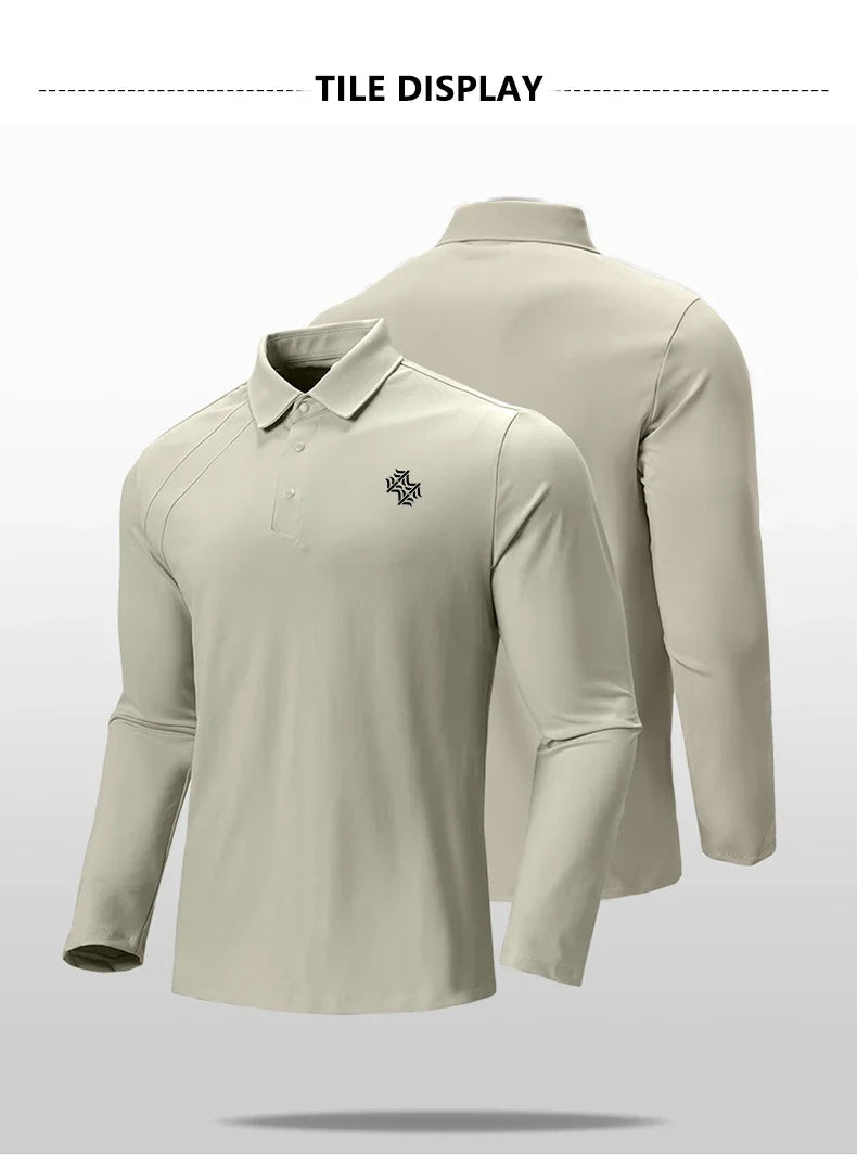 Autumn and Winter Fashion Golf Outdoor Sports Long Sleeve Stand Collar T-Shirt Running Fitness Breathable Base Shirt Tops