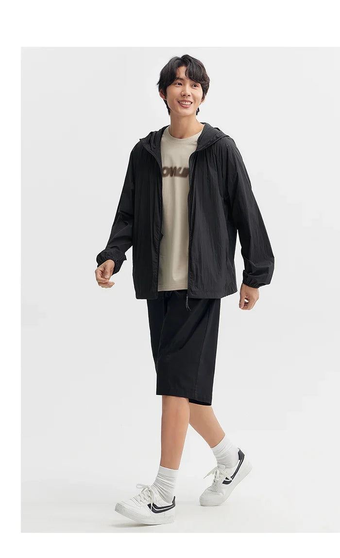 Jacket Men 2024 Summer New Coat Simple Solid Color Hooded Couple Wear Rotator Sleeve Light Sun Protective Clothing