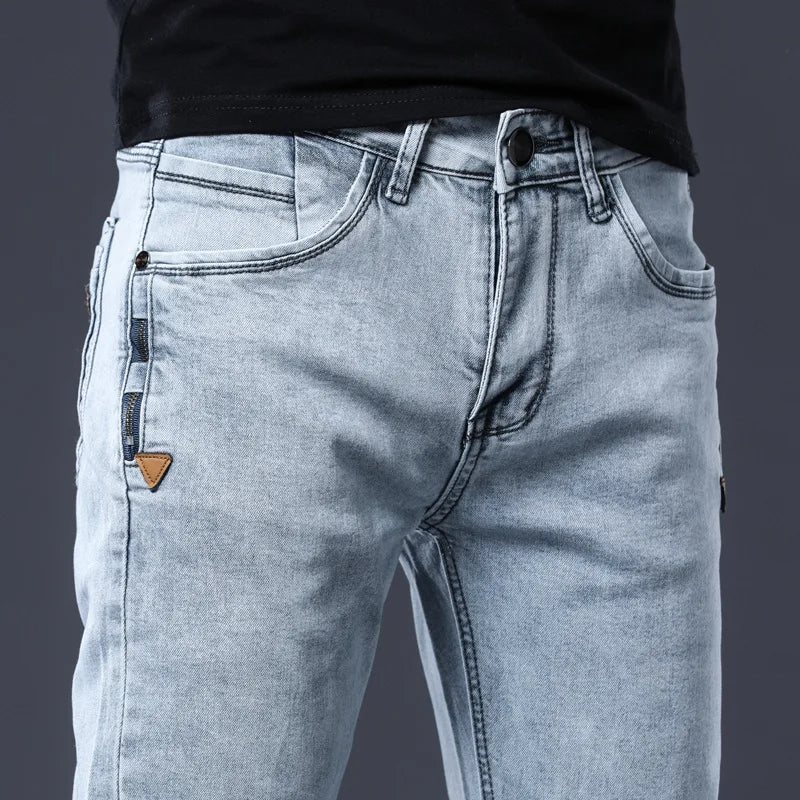 Skinny Denim Jeans Men Slim Fit Stretch Mens Jeans Pant Gray Blue 2025 New