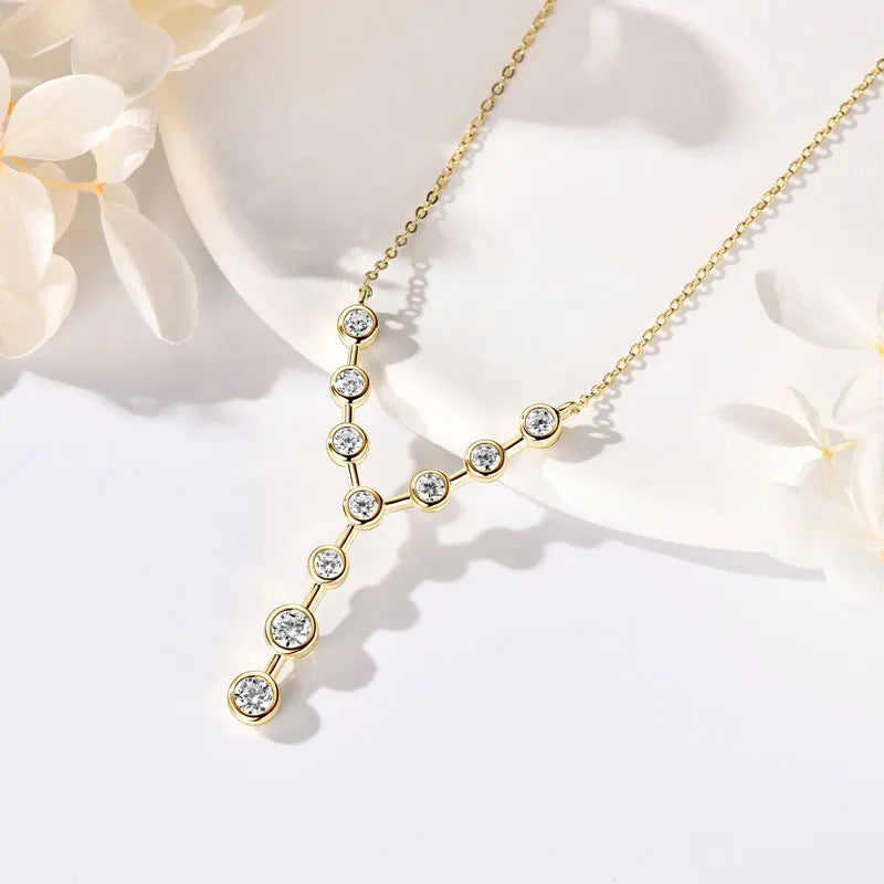 4mm&3mm Moissanite Pendent Necklace 925 Sterling Silver Fashion Sexy Y-Shaped Necklaces for Women 2025 Party Jewelry Gift