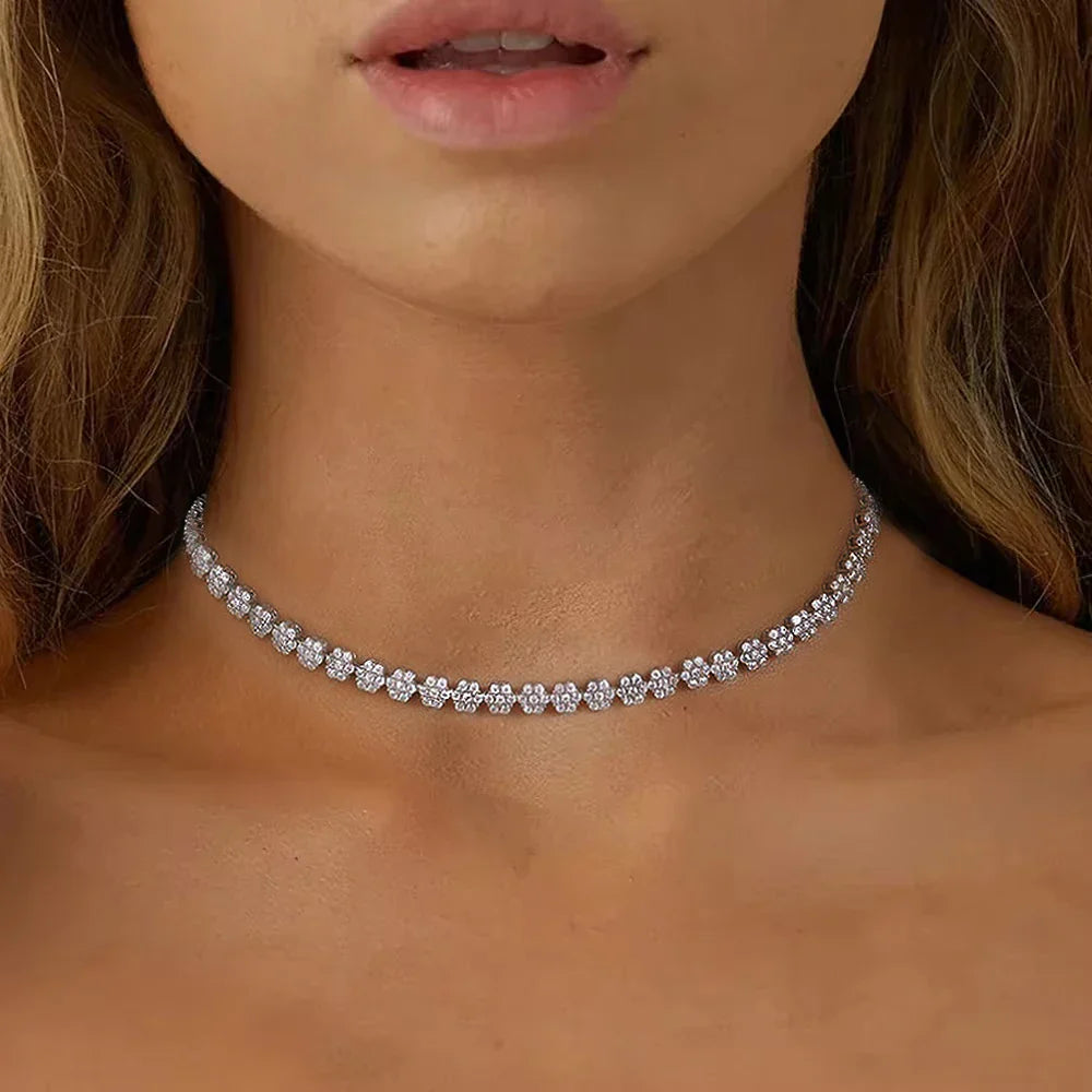 Flower Moissanite Tennis Necklaces Bracelets For Women 925 Sterling Silver Full Diamond Neck Wrist Chain With  Certificate