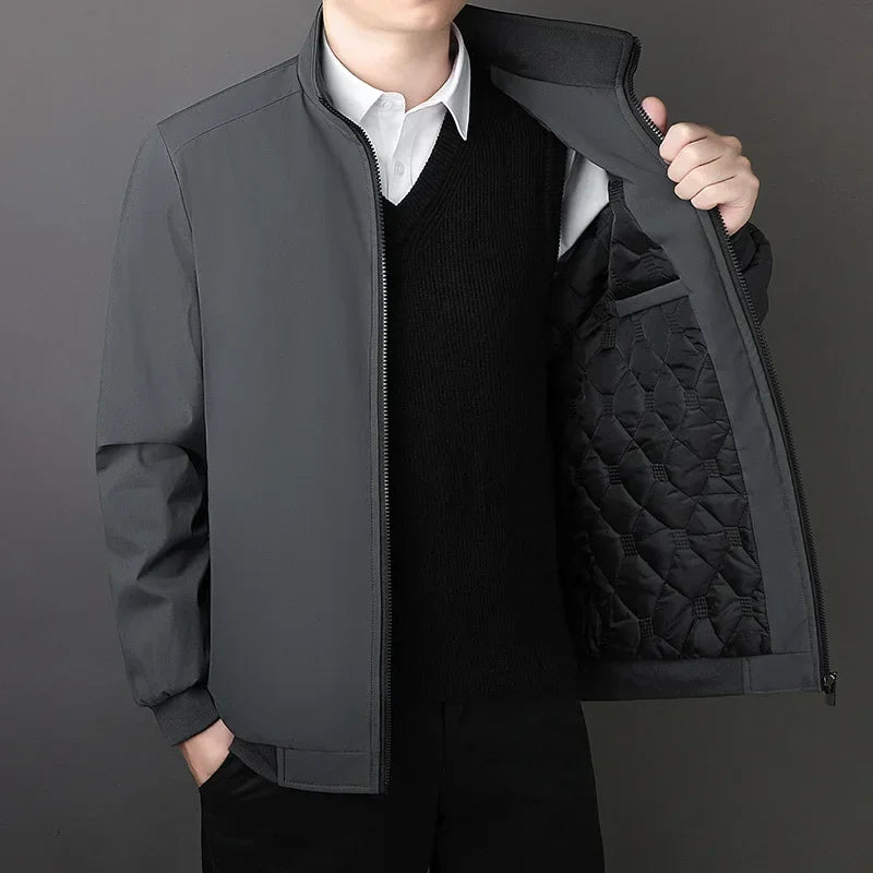 Brand Winter Jacket Men 2026 Autumn Solid Color Plush and Thick Coats Men Plus Size 8xl Stand Collar Warm Men Clothing
