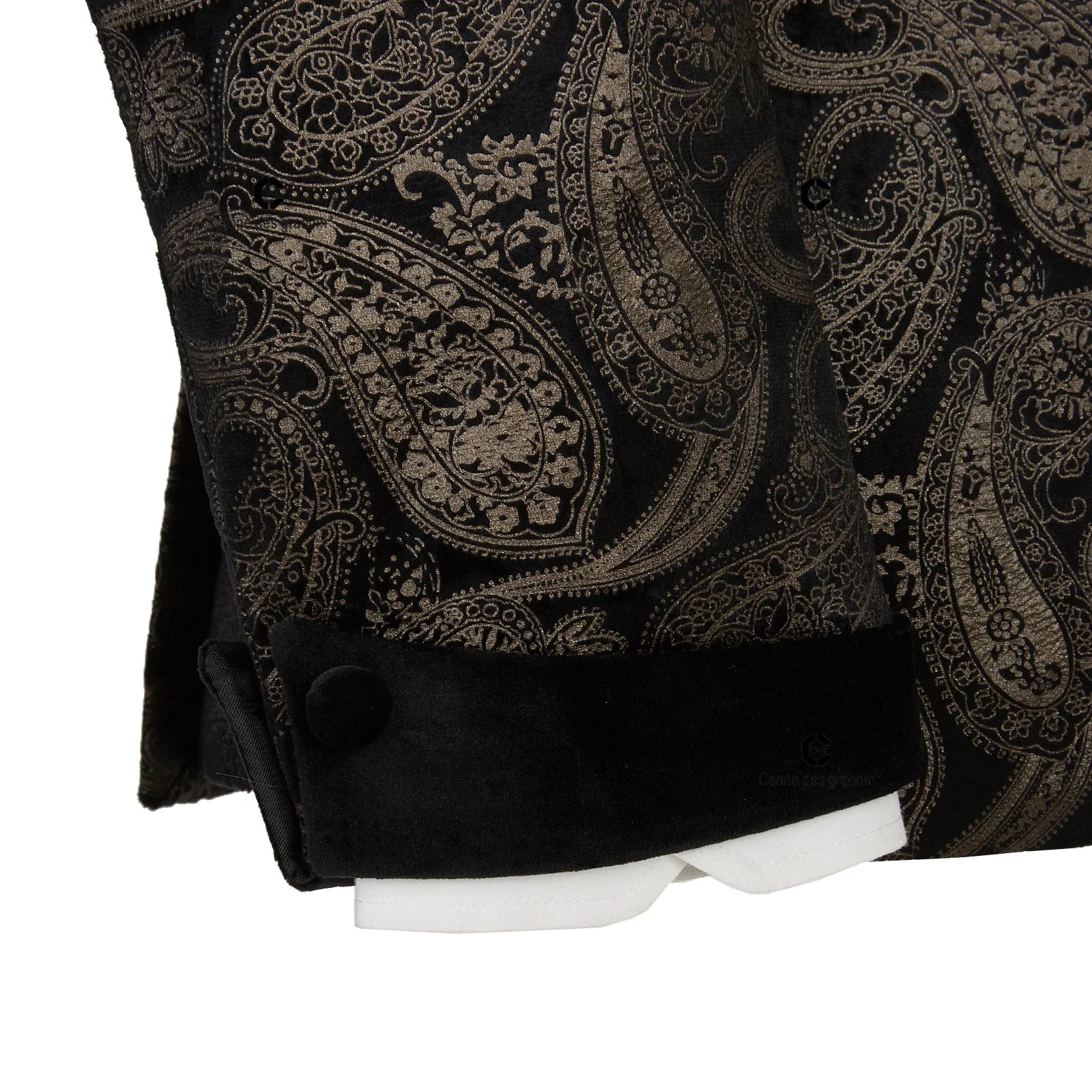 2023 Elegant Men's Suit for Wedding Tuxedo Double Breasted Black Paisley Jacket Velvet Lapel Pants 2 Pcs Set