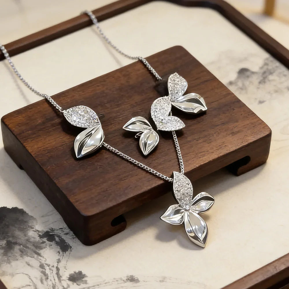 Luxury Bagutte Cut Middle East Jewelry Sets For Women Wedding Full Micro Cubic Zirconia Dress Necklace Earring Sets