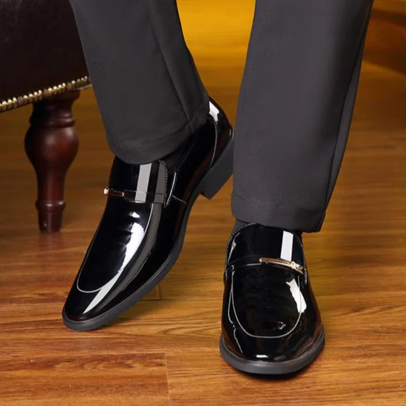Patent Leather Men's Formal Shoes Casual Business Social Shoe Male Bright Upper Spring Autumn Cheap Clearance Not 2025 Style New