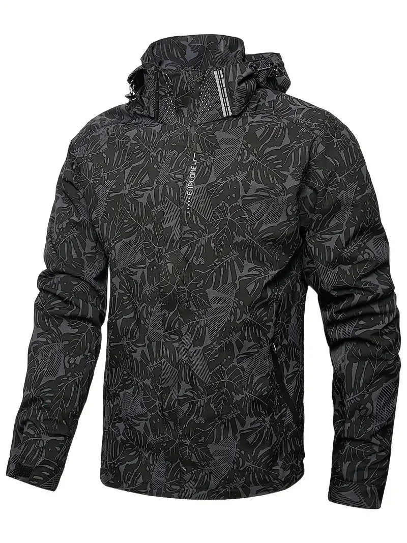Men's Casual Lightweight Waterproof Windbreaker Jacket, Full Zip Up Hooded Shell Outdoor Hiking Coat For Autumn Size
