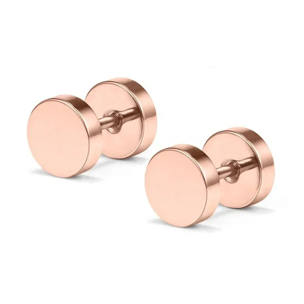 One Pair Black Stainless Steel Round Stud Earrings For Women Dumbbell Piercing Earrings Men Punk Fashion Jewelry 2-14mm