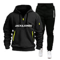 Two sets of men's sportswear for autumn/Winter 2025, including a sweatshirt and two sets of fitness jogging pants with wool caps