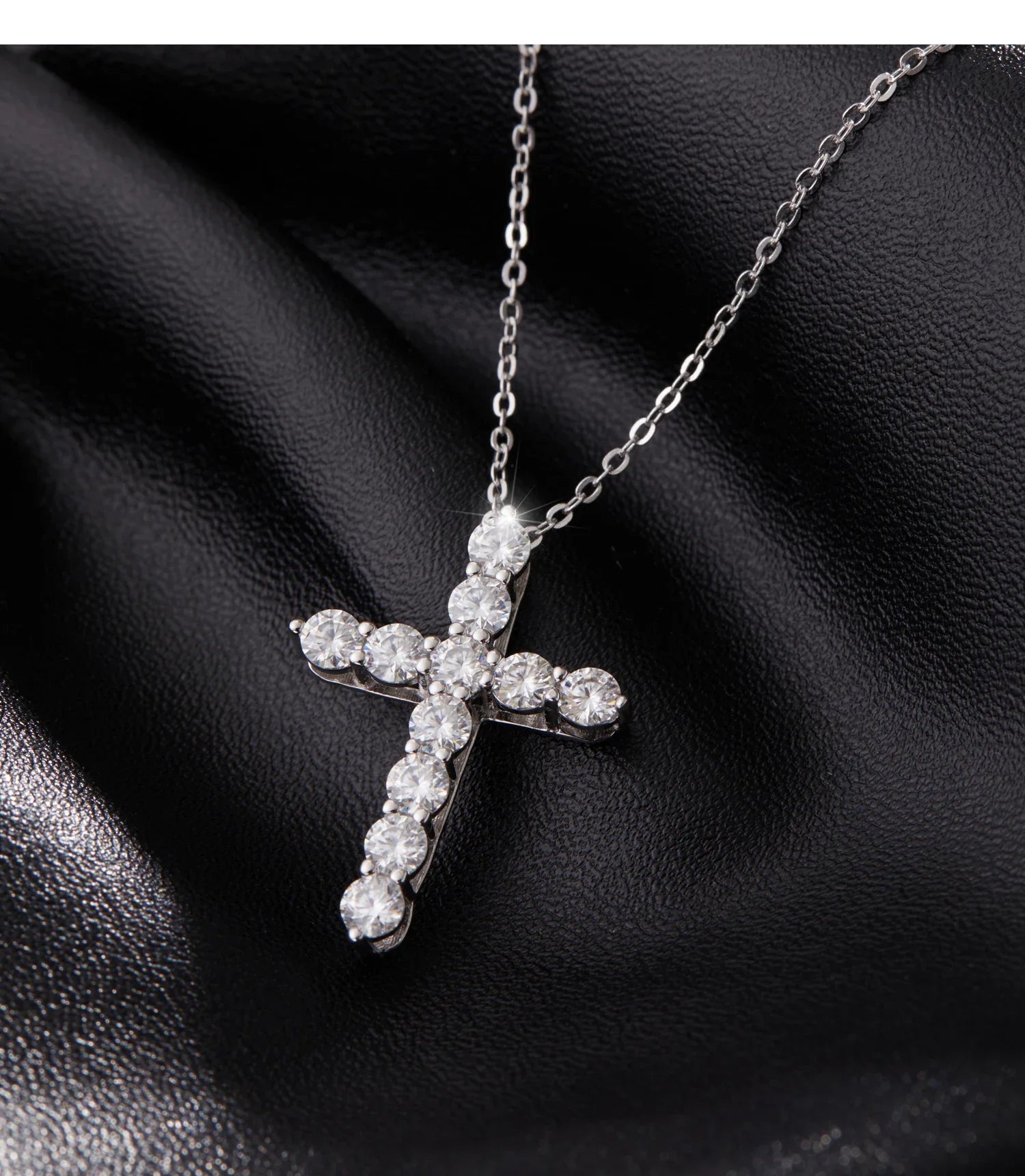 D Color Moissanite Necklace 925 Sterling Silver Exquisite Cross Link Chain Pendant Necklace For Women Fine Jewelry Gift