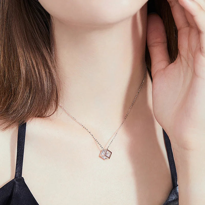 Real S925 Sterling Silver 1ct Moissanite Pendant Necklace for Women Party Fine Jewelry Diamond Neck Chain Necklaces Gift