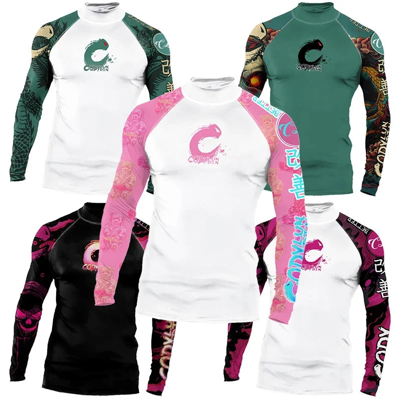 Men's Sports T -shirt Quickly Drying Bodybuilding Fitness Tight Rashguard UV Protection Swimsuit Swimming Shirt Surfing Rash