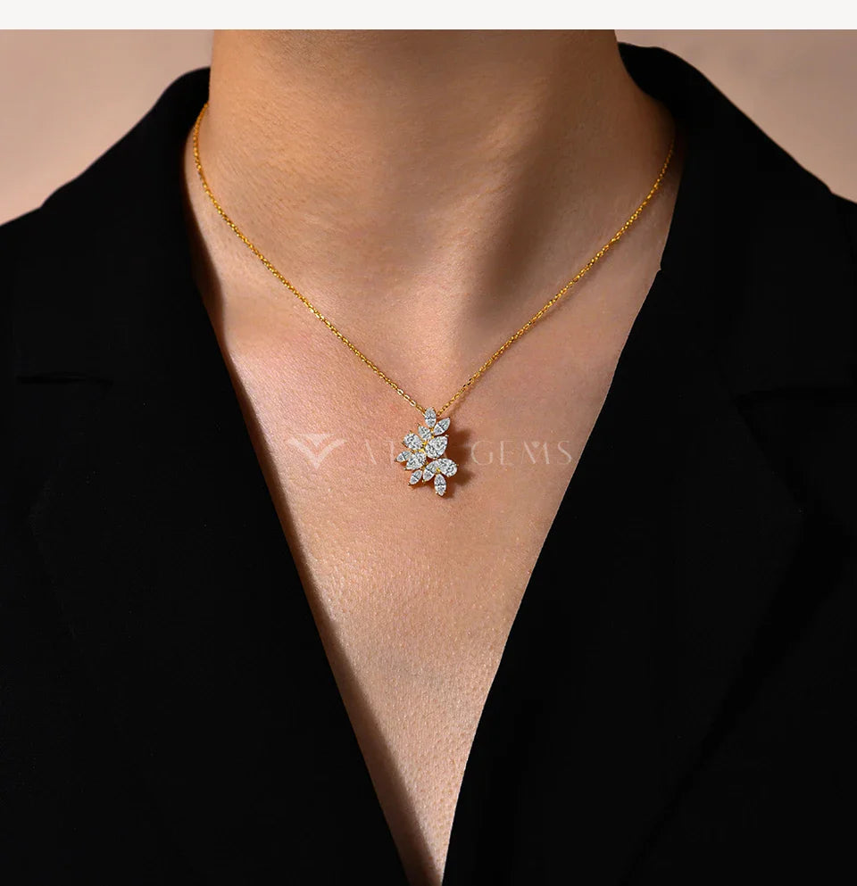 Moissanite Necklace For Women Full D VVS1 Lab Diamond luxury Pendant S925 Sterling Silver Engagement Party Jewelry Gift