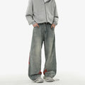 American retro baggy wide leg jeans for men and women  loose casual striped washed long pants