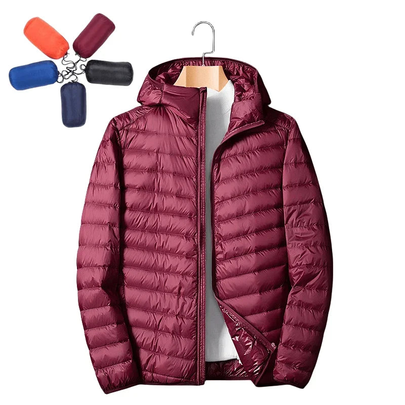 Autumn Winter Down Jacket Men Ultra Light Windproof Waterproof Anti Fouling Anti-Oil White Duck Portable Hooded Coat Male