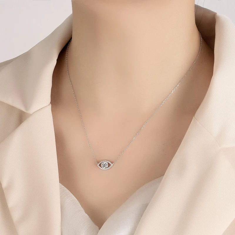 0.5CT Moissanite Necklace for Women S925 Pure Silver eye Pendant Laboratory Diamond  Certified High-end Fashion Jewelry