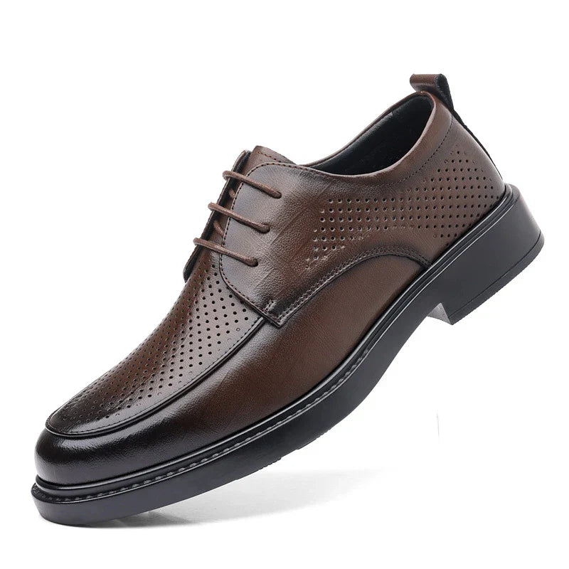 Leather Shoes Men's Four Seasons Business Formal British Casual Commuting Style Black Heightening Wedding Groom's Shoes New