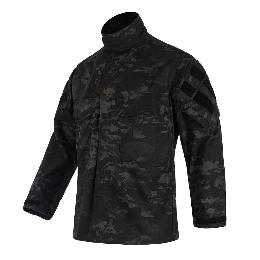 Men's Field Camouflage Clothing Tactical Combat Training Uniform Outdoor Hunting Camping Camo Long Sleeved Windbreaker Coat