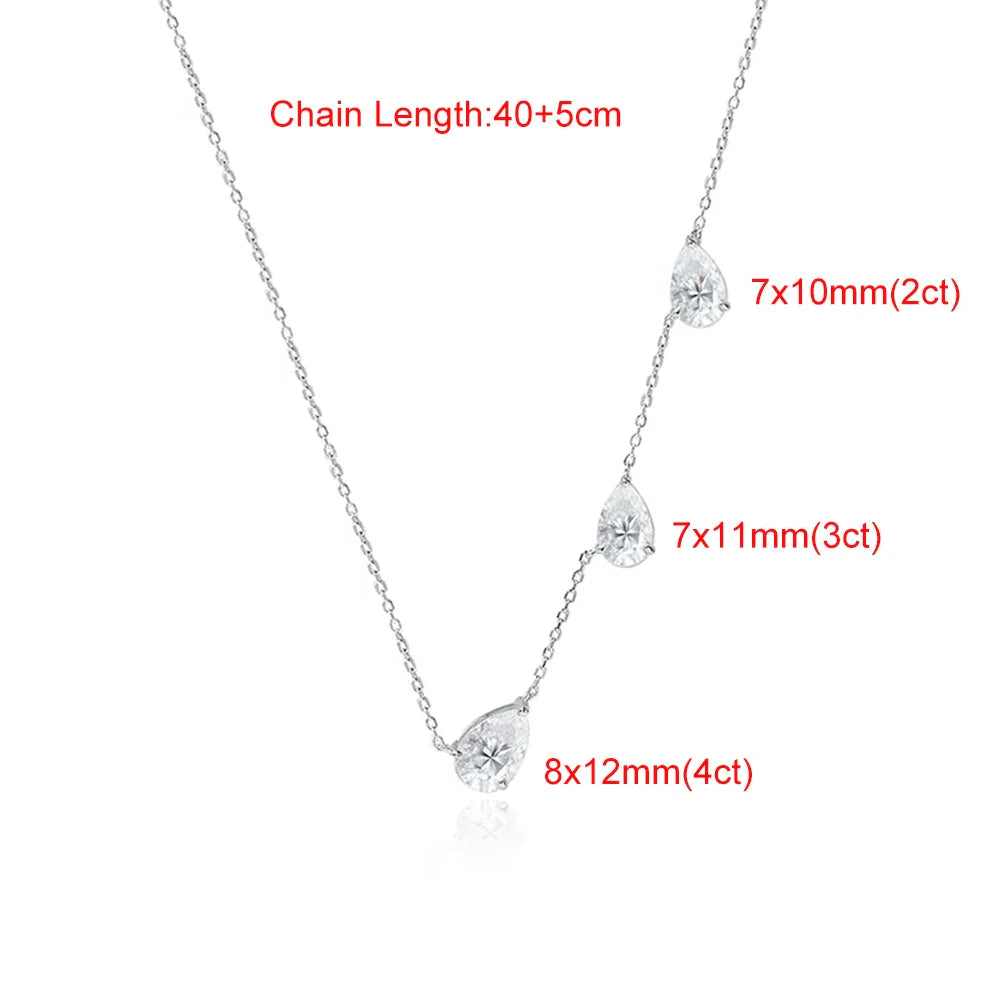 East West 9cttw Pear Cut Moissanite Necklace for Women 925 Sterling Silver Waterdrop Diamond Neckchain Wedding Party Jewelry GRA