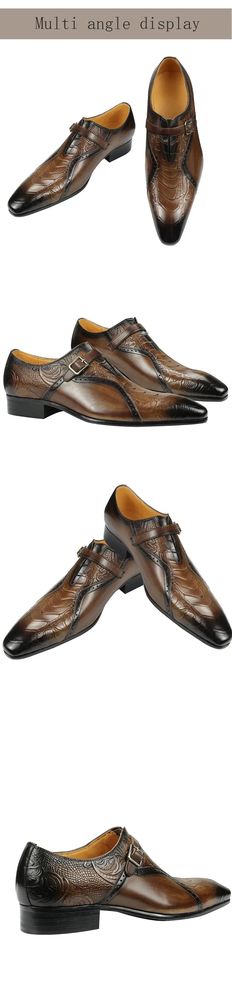 Deluxe Trendy Men's Leather Brogue Shoes Daily Outdoor Casual Shoes Brown Black Print Design Custom Service Drop Shipping