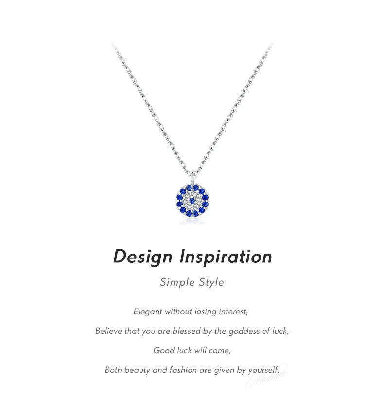 Blue Eye Necklace 925 Sterling Silver Zirconia Eyes Pendant Necklaces Trendy Link Chain Jewelry Gifts For Women Girls