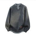 Fake Two Piece Pullover Cardigan Men Round Neck Long Sleeve Clothing Thermal Warm Comfortable Youth Casual Knit Sweater