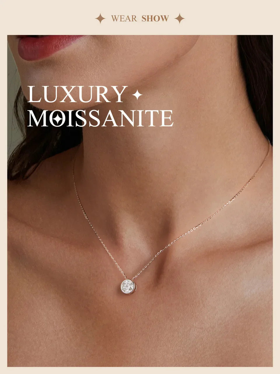 White Gold Plated Moissanite Necklace for Women, 925 Silver Pear/Round Solitaire Moissanite Pendant Valentines Day Gift