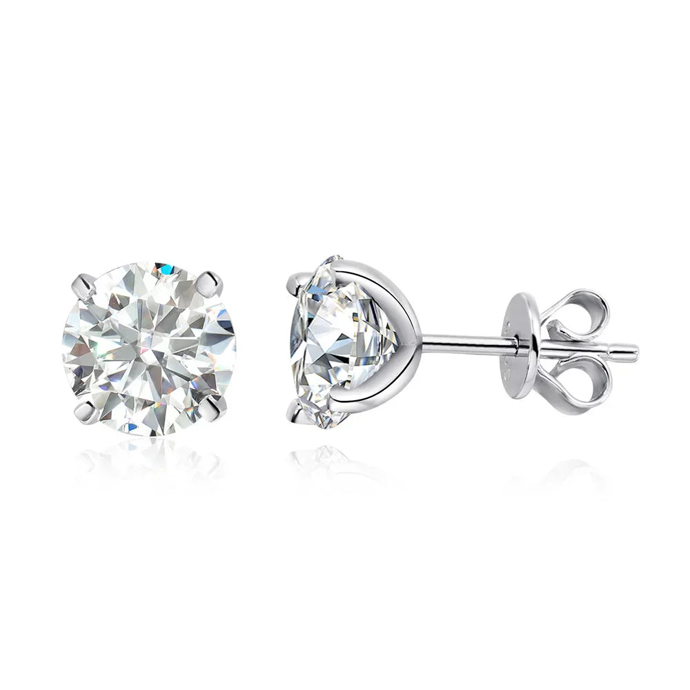 0.2-5ct Moissanite Stud Earring for Women Men Round D Color Diamond 925 Sterling Silver 18K Gold Plated Jewelry with Certificate