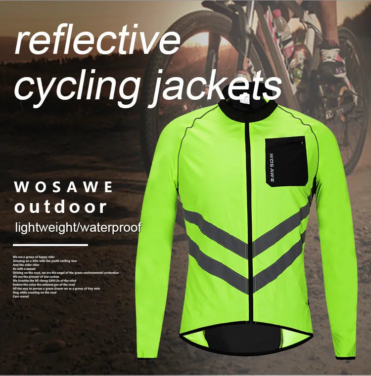 Reflective Cycling Windbreaker Men MTB Bike Jacket Moto Coat Windproof Camping Fishing Cycling Clothes Multi-use Jersey