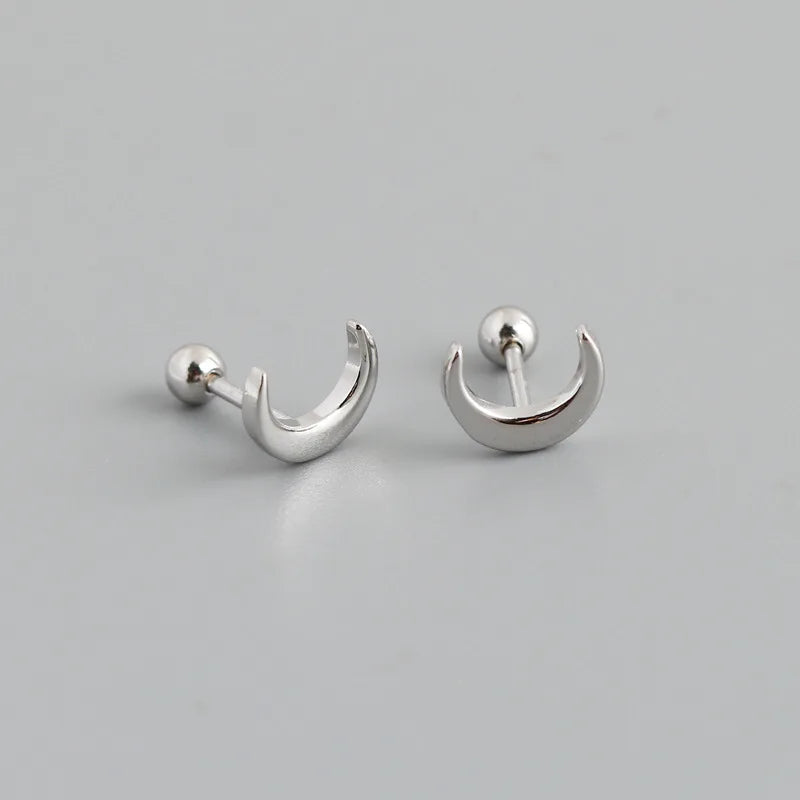 925 Sterling Silver Fashion Korean Petal Screw Bead Stud Earrings for Women Charm Ear Bone Piercing Jewelry Accessories