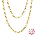 925 Sterling Silver Italian 3mm/5mm Cuban Chain Necklace for Women Men Handmade Fashion Silver Necklace Jewelry SC60