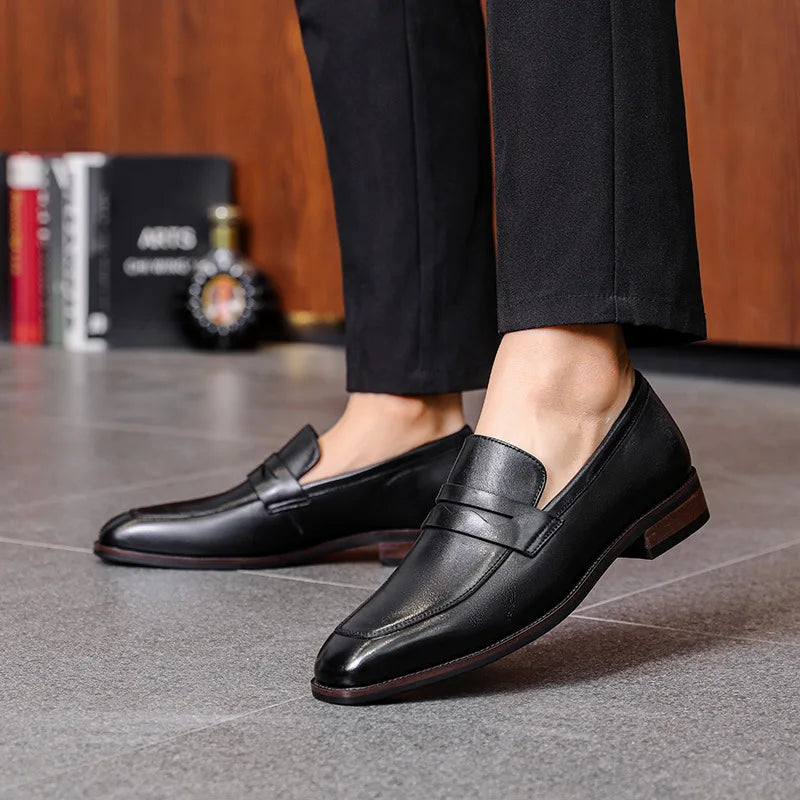 Loafer Shoes For Men Genuine Leather Mens Shoes Driving Shoes Leisure Business Lazy Shoes Plus Size 37-47