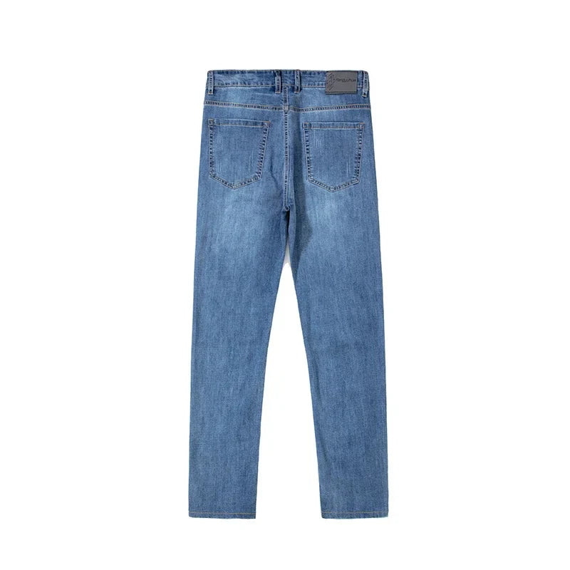 Summer Thin Mens Clothing Cowboys Slim Straight Jeans Men Denim Pants Casual Regular Fitness Men's Trousers Light Blue 2026 Y2K