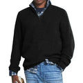 Men's Wool Blend Knit Sweater Casual Long Sleeve Zipper Collar Pullover Sweaters Winter Outdoor Warm Stripes Pullover Jumper