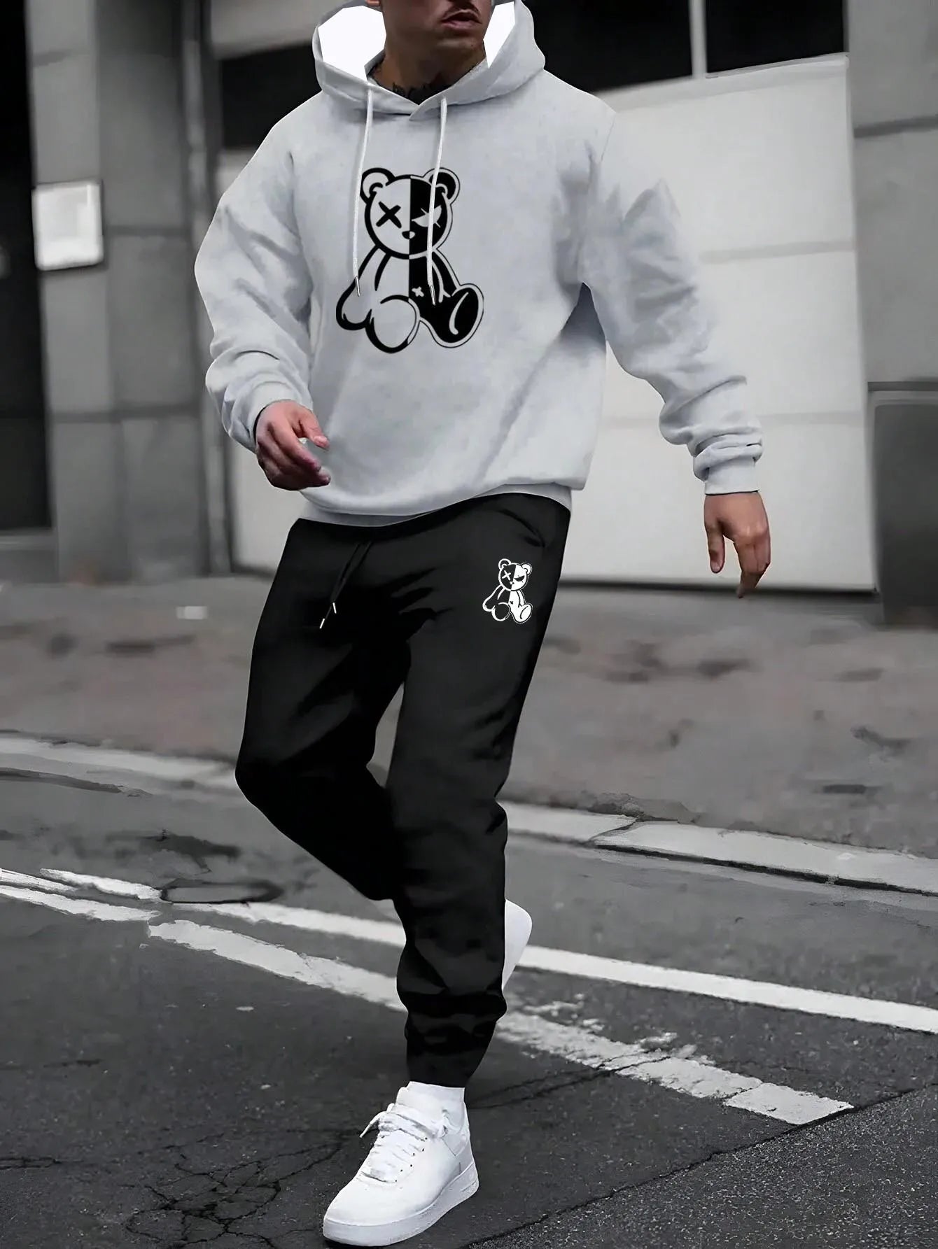 Tracksuit Sets Men's Casual Fleece Warm Hoodies Pants 2PCS Mens Long Sleeve Sport Suit Male Pullover Hoodies Sports Clothing