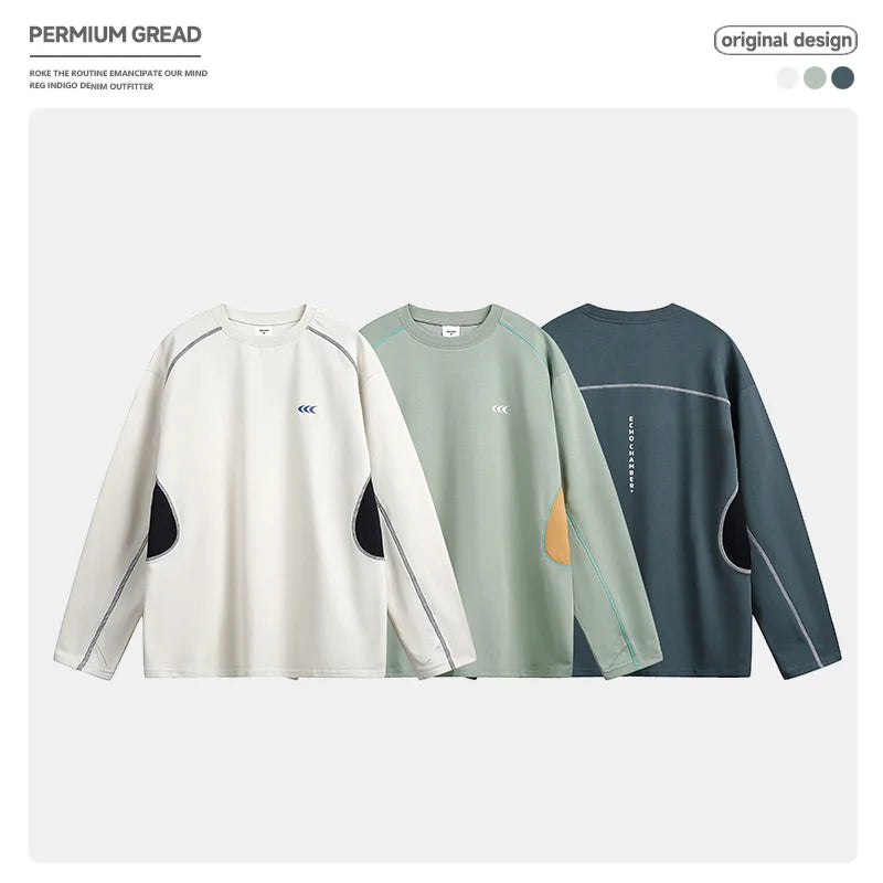 American Retro Splicing Outdoor Sports Printed Long-Sleeved Hoodie with Oversized Techwear Style for Spring Unisex