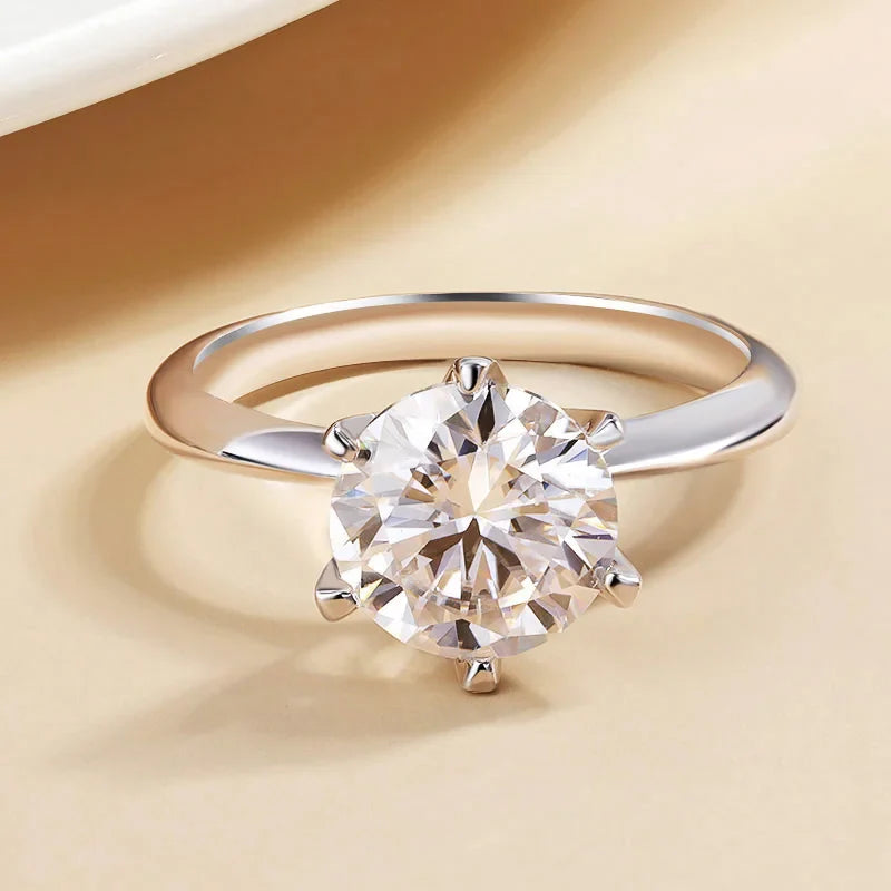 0.5-5CT Certified Moissanite Solitaire Ring for Women D Vvs1 Sparkling Wedding 925 Sterling Silver Lab Diamond Band GRA