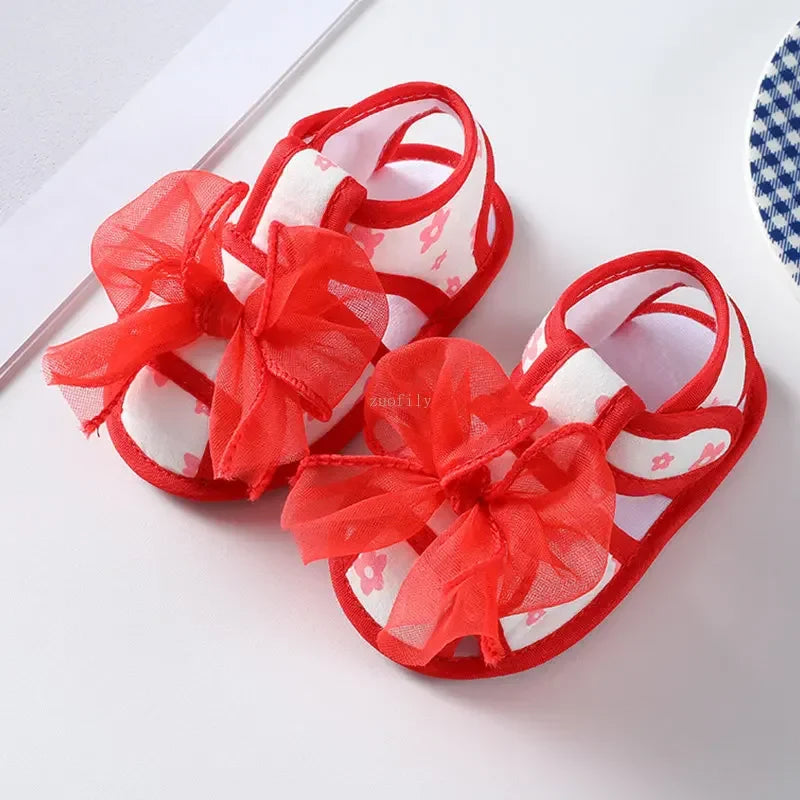 New Children Summer Clogs 0-18M Newborn Infant Baby Girl Princess Bowknot Sandal Sneakers Toddler Soft Crib Walkers Casual Shoes