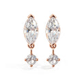 1.6cttw Marquise/Round Cut Moissanite Drop Earrings for Women 925 Sterling Silver Lab Diamond Stud Earrigs with Certificate