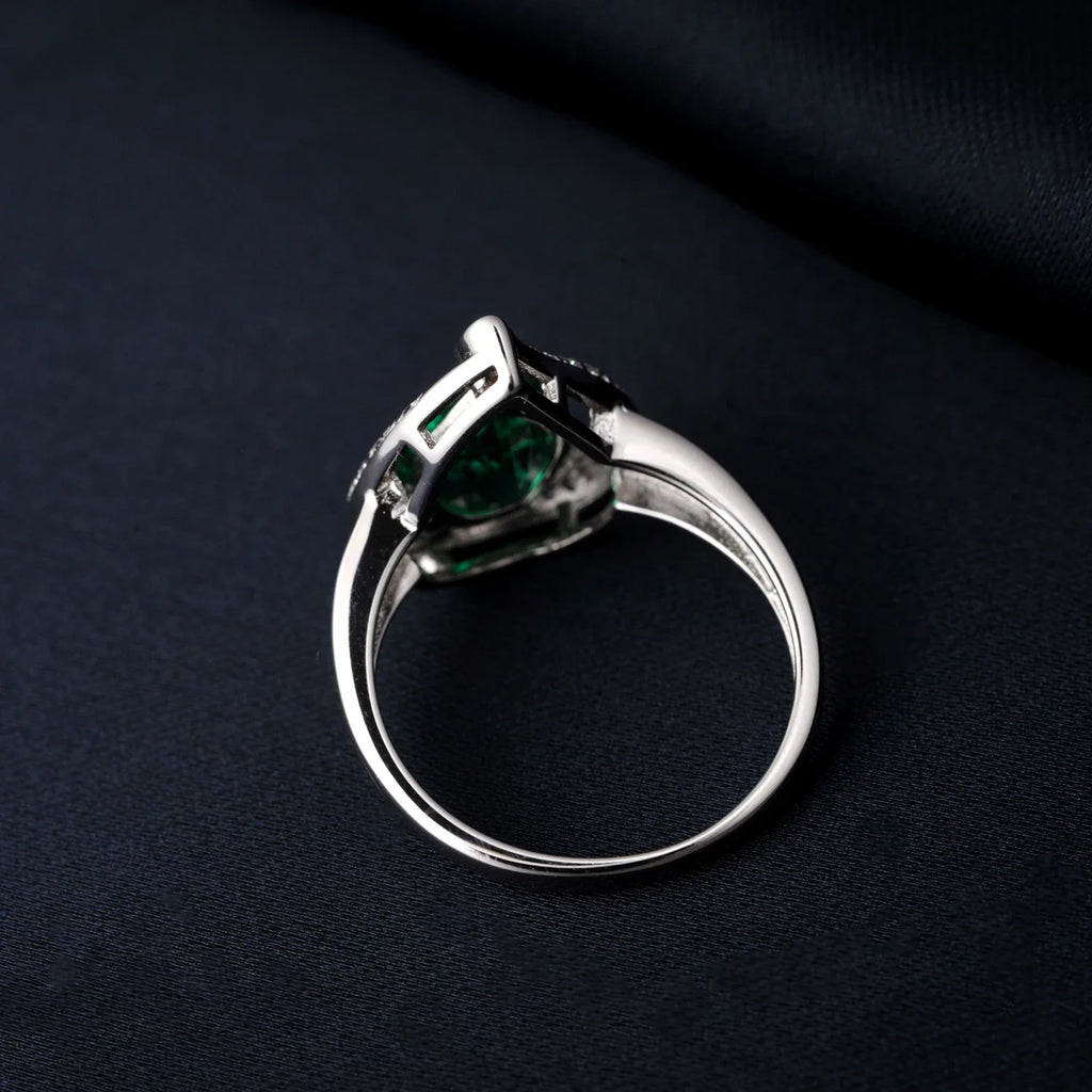 Pear 2.67ct Simulated Nano Emerald Created Ruby 925 Sterling Silver Ring for Women Statement Wedding Gemstone Jewelry